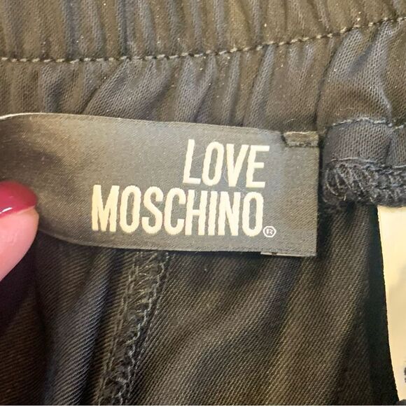 Love Moschino Black Pants Heart Logo Ankle Zippers Size 4 - Picture 8 of 14